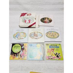 Vintage Christmas Pop-Ups 4 Hardcover Books Set Disney Vinyl Records Soundtracks